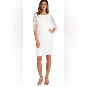 Elegant R&M Richards draped cape sequined lace Cocktail Dress